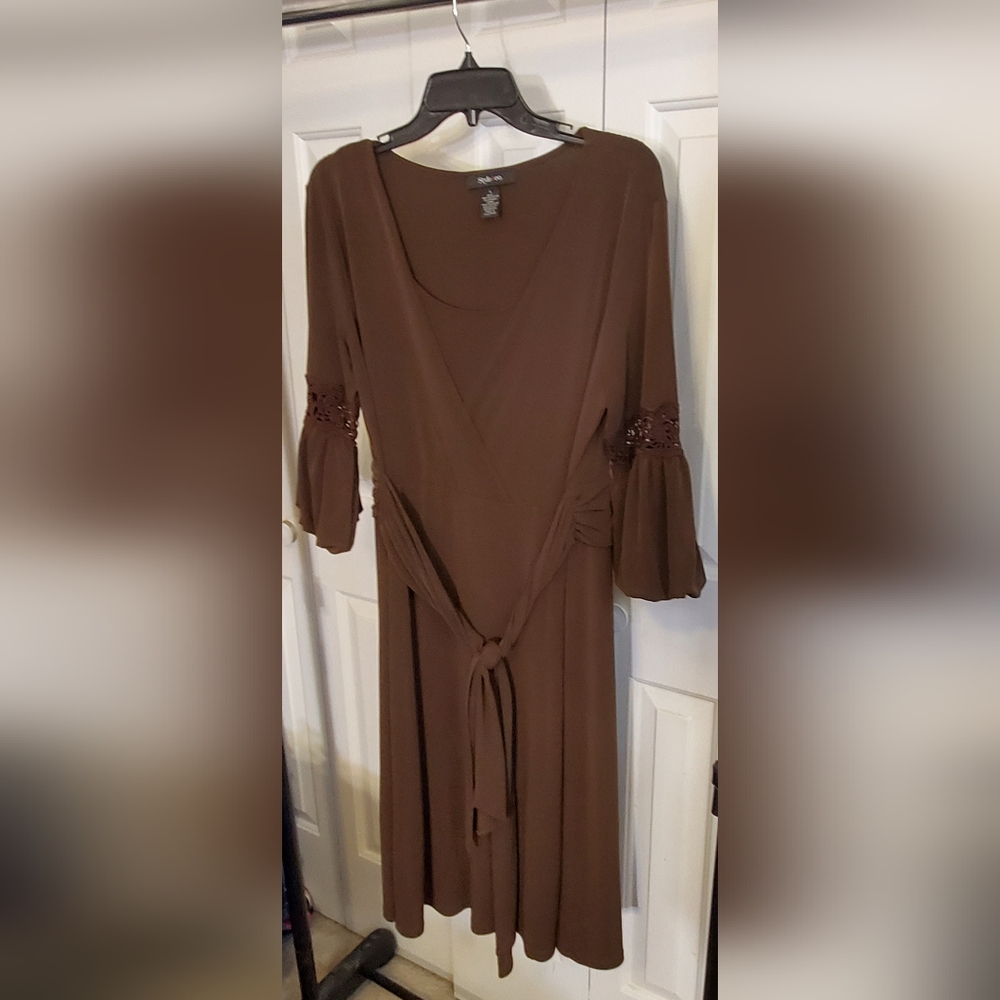 STYLE & CO Brown Midi Dress